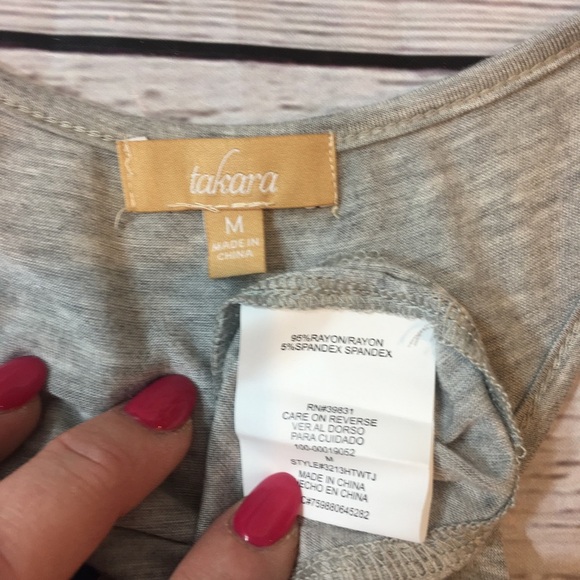 Takara Womens Gray Aztec Print Racerback Tank Top - Picture 6 of 8